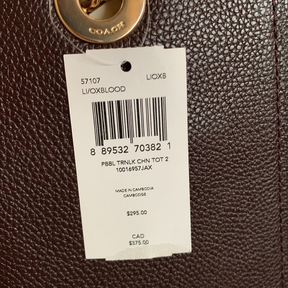 💕🎉HP🎉💕 LAST ONE - NWT COACH Burgundy Pebbled Leather Shoulder Bag - Picture 3 of 5